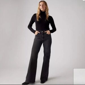 Levi's Black Wide Leg Flare Jeans